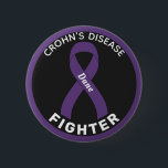 Crohn's Disease Fighter Ribbon Black Button<br><div class="desc">Crohn's Disease Fighter Ribbon Black Button for awareness and support for people fighting crohn's disease.</div>