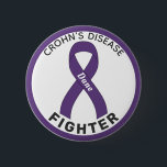 Crohn's Disease Fighter Ribbon White Button<br><div class="desc">Crohn's Disease Fighter Ribbon White Button for awareness and support for people fighting crohn's disease.</div>