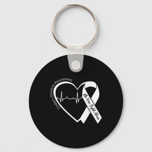 Crohns Disease Heart Support Purple Ribbon Crohns Key Ring