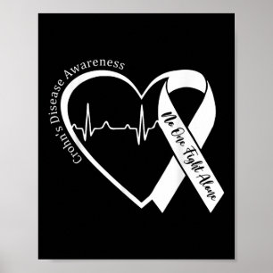 Crohns Disease Heart Support Purple Ribbon Crohns Poster