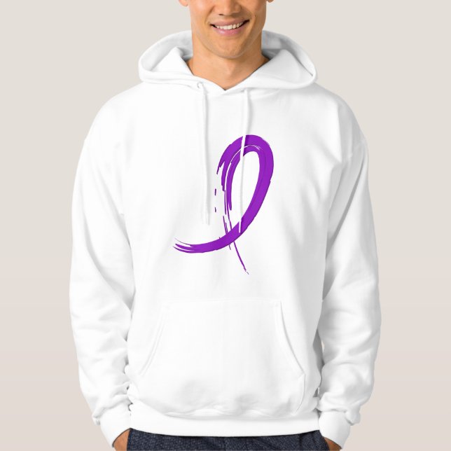 Crohn's Disease Purple Ribbon A4 Hoodie (Front)
