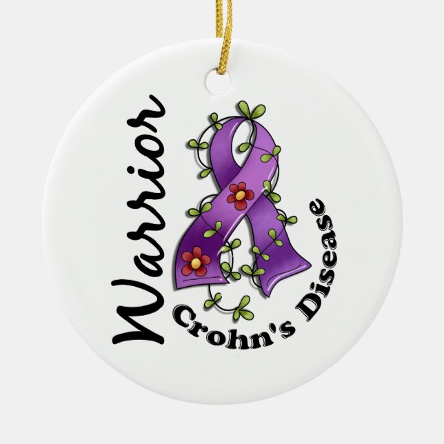 Crohn's Disease Warrior 15 Ceramic Tree Decoration (Front)