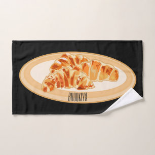 Croissant cartoon illustration bath towel set