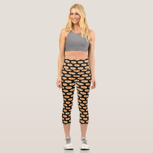Croissant cartoon illustration capri leggings