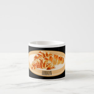 Croissant cartoon illustration espresso cup