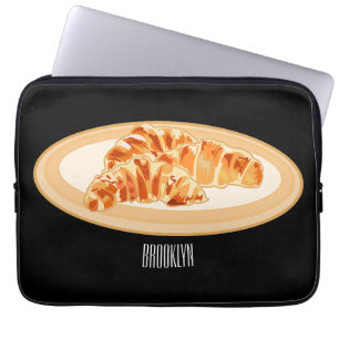 Croissant cartoon illustration laptop sleeve