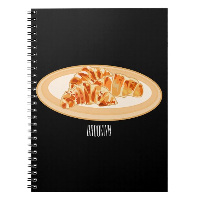 Croissant cartoon illustration  notebook (Front)