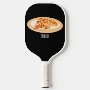 Croissant cartoon illustration  pickleball paddle