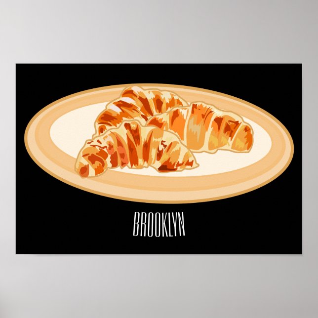 Croissant cartoon illustration poster (Front)