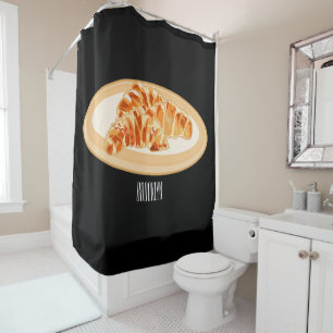 Croissant cartoon illustration  shower curtain