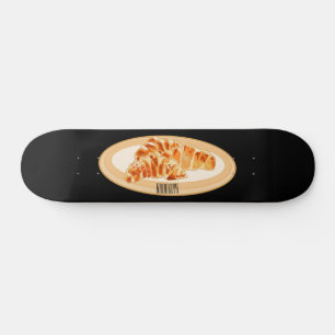 Croissant cartoon illustration skateboard