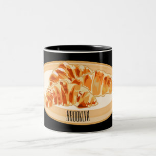 Croissant cartoon illustration Two-Tone coffee mug