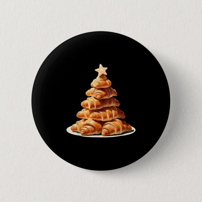 Croissant Christmas Tree  6 Cm Round Badge (Front)