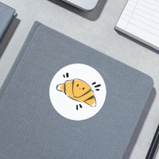 Croissant Ink Sketch  Classic Round Sticker