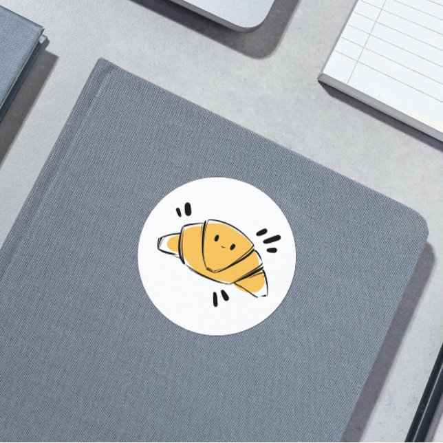 Croissant Ink Sketch  Classic Round Sticker (Creator Uploaded)