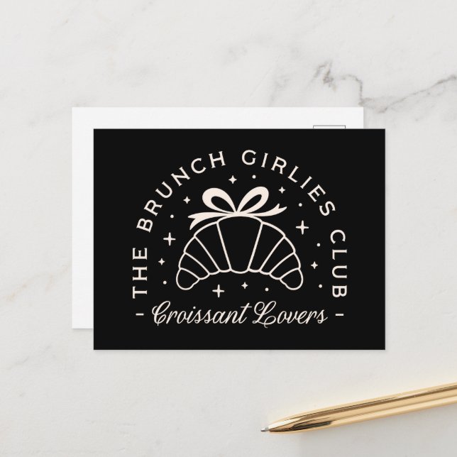 Croissant pastries lover brunch girlies club postcard (Front/Back In Situ)