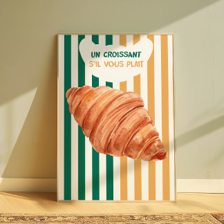 Croissant Poster French Bakery Kitchen Wall Art