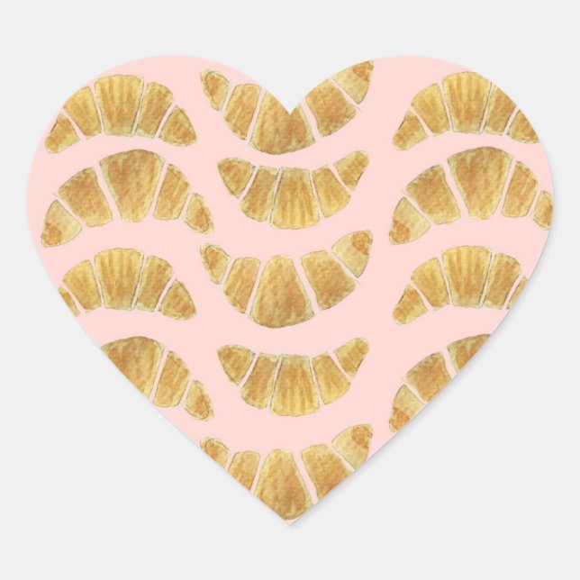 Croissant Rose Watercolour  Heart Sticker (Front)