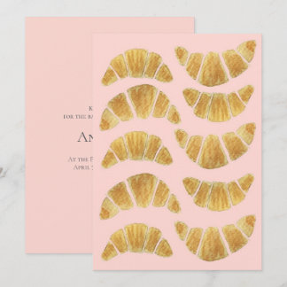 Croissant Rose Watercolour Invitation