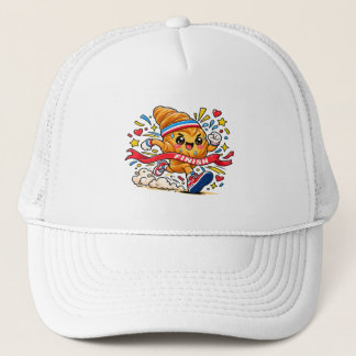 Croissant Runner Cartoon Finish Line Sprint Trucker Hat
