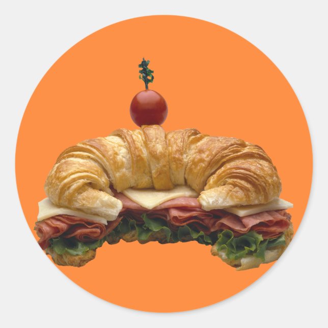 Croissant Sandwich Classic Round Sticker (Front)