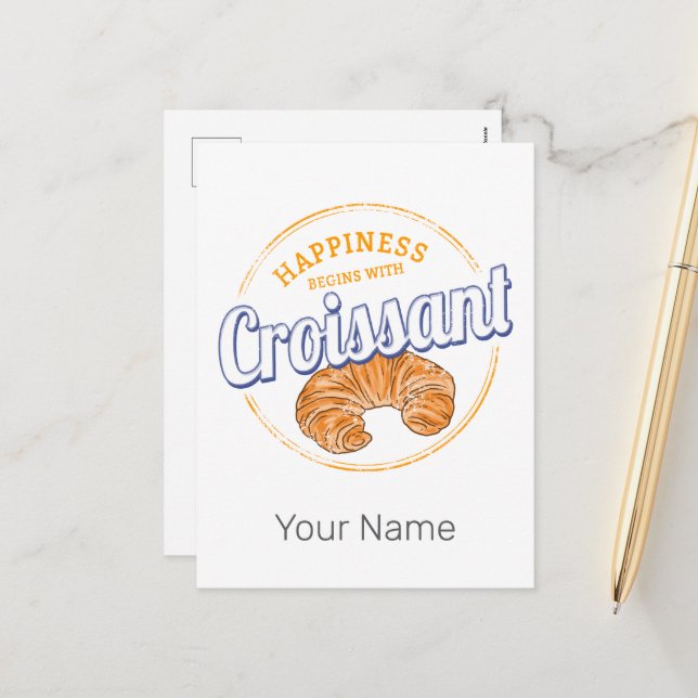 Croissant Snack Vintage France Retro Breakfast Holiday Postcard (Front/Back In Situ)