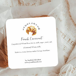 Croissant Watercolor Bakery Ingredients Product Square Sticker