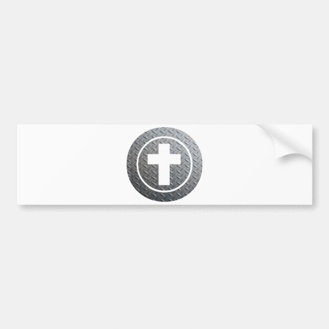 Croix dans cercle Métal Bumper Sticker (Front)