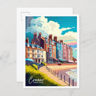 Cromer England Travel Vintage Illustration Postcard