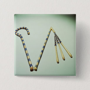 Crook and flail, from the Tomb of Tutankhamun 15 Cm Square Badge