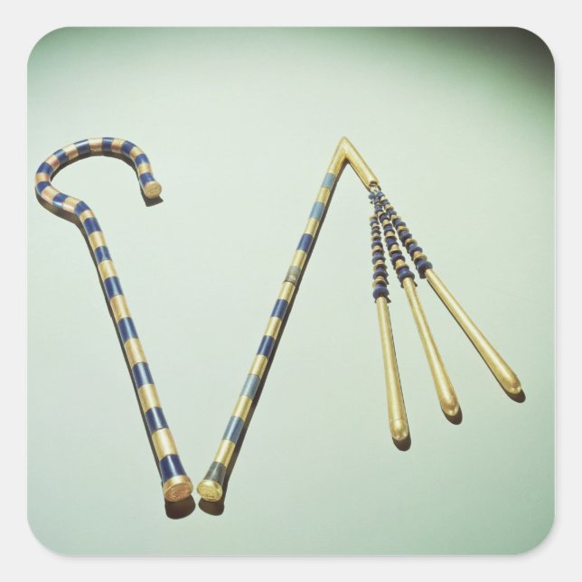 Crook and flail, from the Tomb of Tutankhamun Square Sticker (Front)