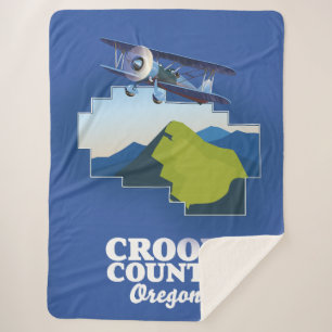 Crook County Oregon map Sherpa Blanket