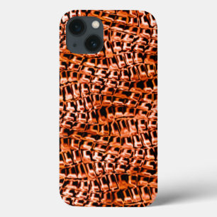 Crooked and wavy coral jute mesh, orange and red iPhone 13 case