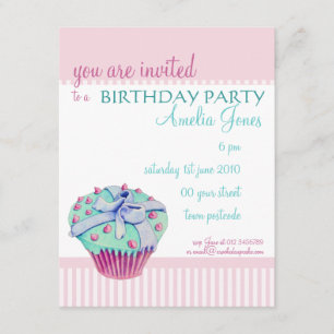 Crooked Cupcake Birthday Party Invitation
