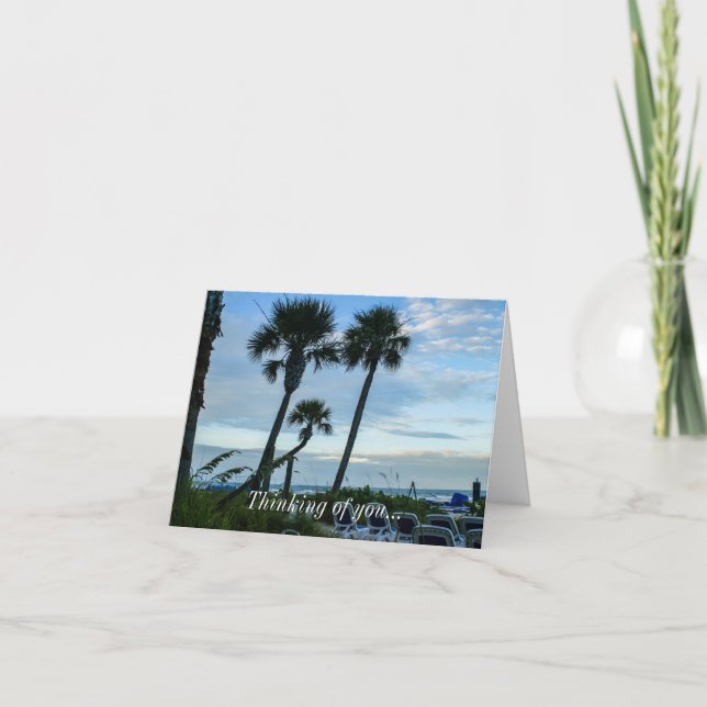 Crooked Palm Trees Thinking Of You Card (Front)