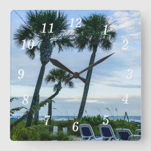 Crooked Palm Trees Wall Clock