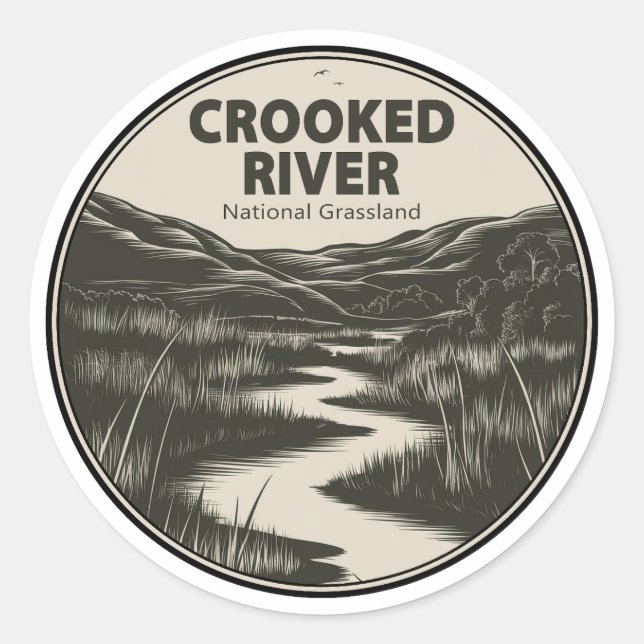 Crooked River National Grassland Oregon Stream Classic Round Sticker (Front)