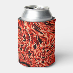 Crooked squares mirrored in coral or brown can cooler