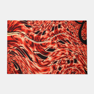 Crooked squares mirrored in coral or brown doormat