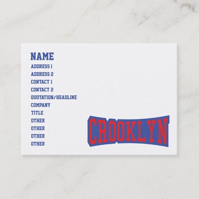 CROOKLYN, NYC BUSINESS CARD (Front)