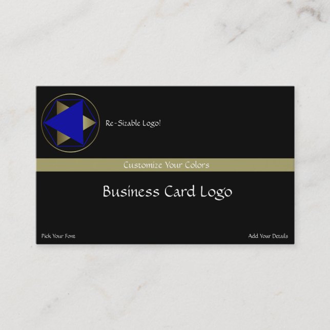Crop Circle - Silver & Blue Reiki Triangles Logo Business Card (Front)