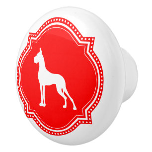 Cropped Great Dane Ceramic Knob