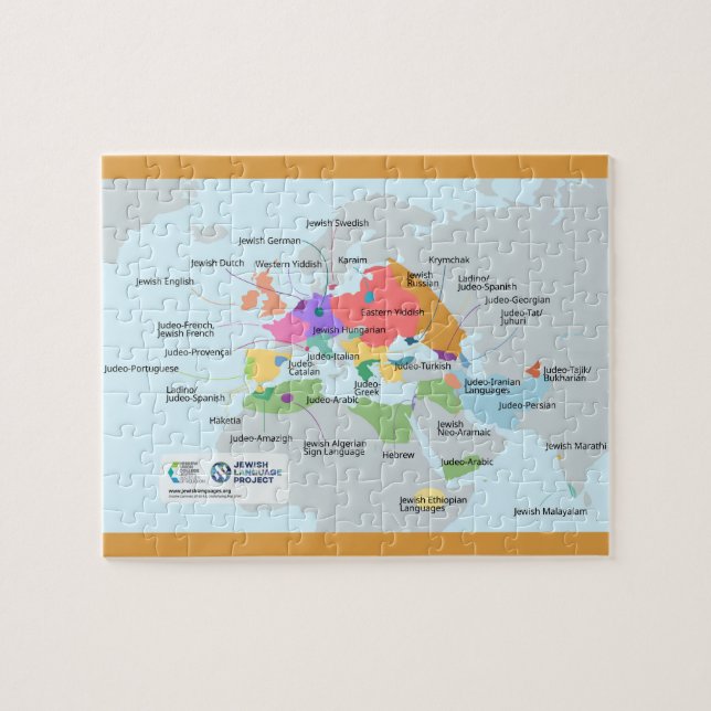 Cropped Map of Jewish languages Jigsaw Puzzle (Horizontal)
