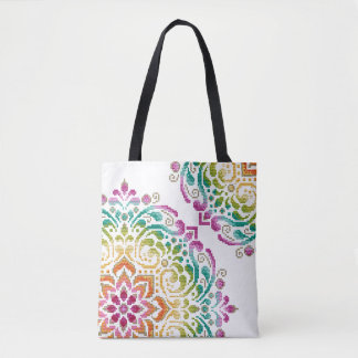 Cropped Rainbow Mandala Tote Bag