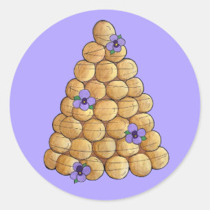 Croquembouche Choux Bun Cream Puffs Wedding Cake Classic Round Sticker