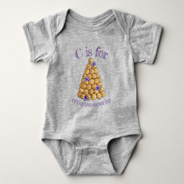 Croquembouche Choux Buns French Patisserie Cake Baby Bodysuit (Front)