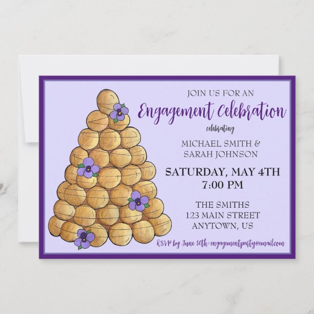 Croquembouche French Wedding Cake Engagement Party Invitation (Front)