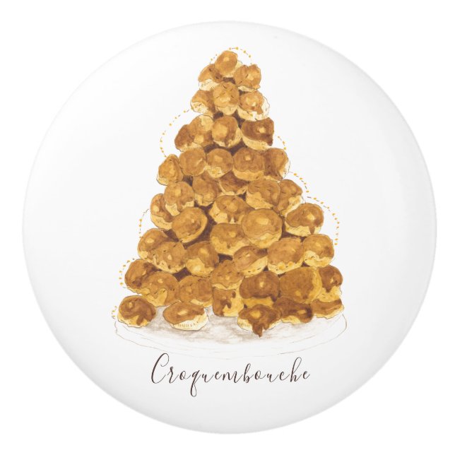 Croquembouche watercolor ceramic knob (Front)