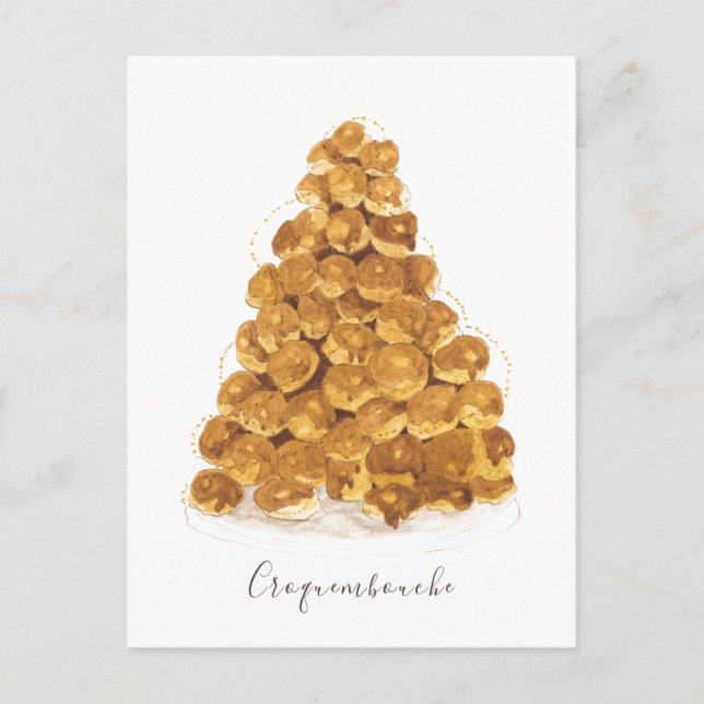 Croquembouche watercolor postcard (Front)