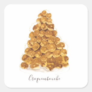 Croquembouche watercolor square sticker